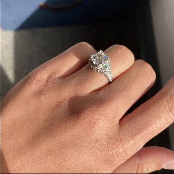 New Vintage Carved 925 Silver Diamond Ring - Picture 2 of 6